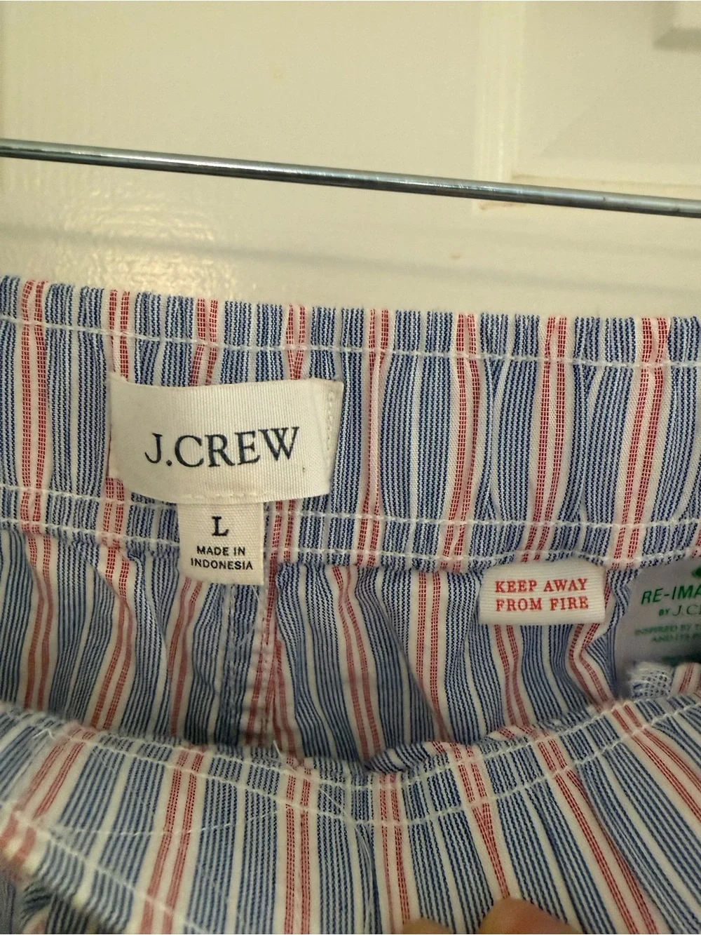 J. Crew 100% cotton striped red white blue Pajama Pants Bottoms Large July 4th